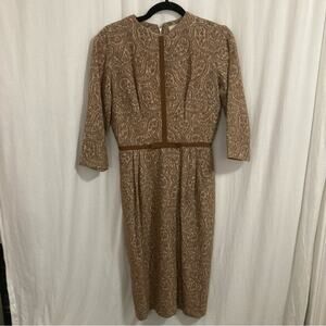 Vintage Candy brown paisley tapestry dress belted ribbon detail with bow size S